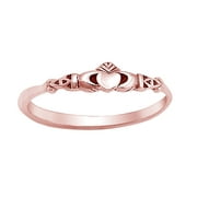 Rose Gold-Toned Plated Sterling Silver Claddagh Ring Size 3