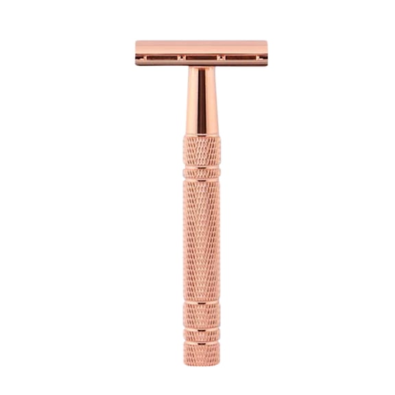 Rose Gold Traditional Double Sided Blade Manual Shaver For Men Stainless Steel Retro Beard Razor