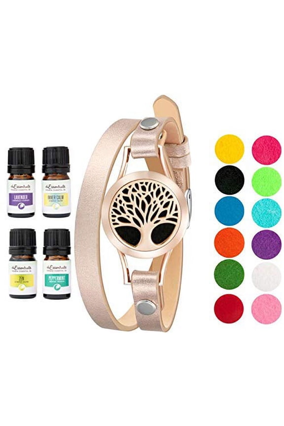 Rose Gold Tree of Life Bracelet w/ 8 pads, gift box and 4 oils