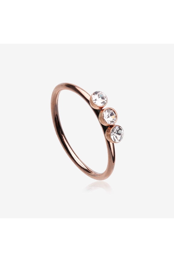 Rose Gold Triple Gem Sparkle Bendable Twist Hoop Ring
