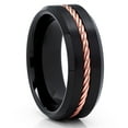 thumbnail image 1 of Rose Gold Tungsten Ring,8mm Wedding Ring,Black Tungsten Ring,Braid Tungsten Ring,Beveled,Man & Woman, 1 of 4