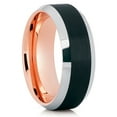 thumbnail image 1 of Rose Gold Tungsten Ring,Black Wedding Ring,Tungsten Carbide Ring,8mm Black Wedding Ring,Tungsten Carbide, 1 of 4