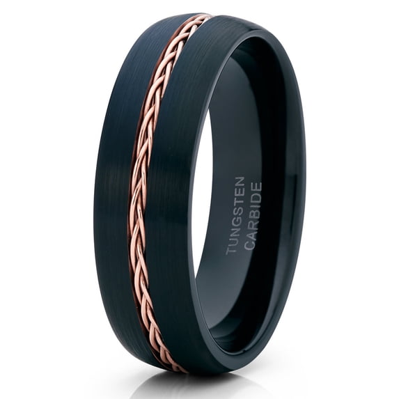 Rose Gold Tungsten Ring Braid Tungsten Ring 6mm Rose Gold Tungsten Ring Comfort Fit