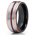 thumbnail image 1 of Rose Gold Tungsten Wedding Band Maroon Wedding Band 8mm Tungsten Ring Men & Women Comfort Fit Ring, 1 of 2