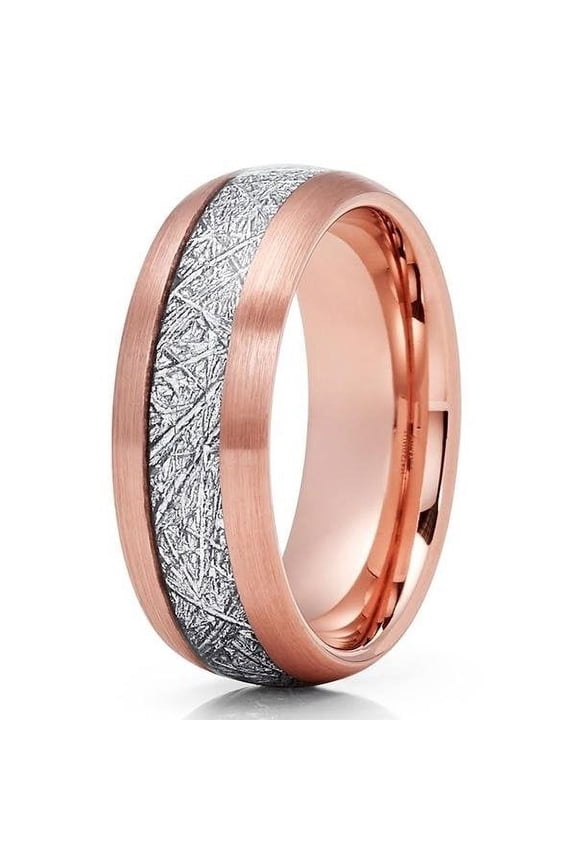Rose Gold Tungsten Wedding Band - Meteorite Wedding Band -Meteorite Ring