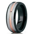 thumbnail image 1 of Rose Gold Tungsten Wedding Ring,Black Wedding Ring,Tungsten Wedding Band,8mm Wedding Ring,Anniversary, 1 of 3