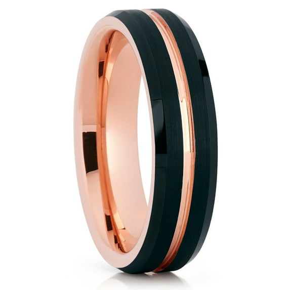 Rose Gold Tungsten Wedding Ring,Rose Gold Wedding Ring,Tungsten Carbide Ring,Engagement Ring,Black Tungsten Ring