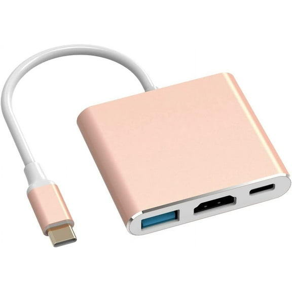 Rose Gold USB C to HDMI Adapter Type-C Multiport AV Converter with 4K HDMI Output USD3.0 & USBC 100W Fasting Charging Compatible for MacBook/Mac Pro Air iPad Pro and More USB-C Port Device