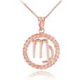 thumbnail image 1 of Rose Gold Virgo Zodiac Sign in Circle Rope Pendant Necklace :  14K  Pendant with 18" chain, 1 of 1