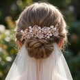 thumbnail image 1 of MIALLO Gold Wedding Hair Barrette for Bride, Vintage Floral Rhinestone Hair Clip, Bridal Headpiece for Half-up Hairstyle, 1 of 7