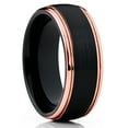 thumbnail image 1 of Rose Gold Wedding Ring,Black Tungsten Ring,Tungsten Carbide Ring,Engagement Ring,Unique Tungsten Ring,Black Wedding Ring, 1 of 4