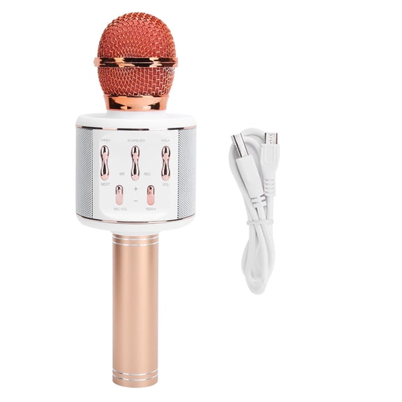 Rose Gold Wireless K9 Bluetooth Microphone Speaker for Karaoke - Compatible with Phone and Computer