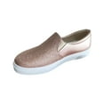 thumbnail image 1 of Rose Gold Women Round Toe Glitter Slip On Loafers Lightweight Solid Color Casual Four Season Shallow Mouth Footwear, 1 of 6