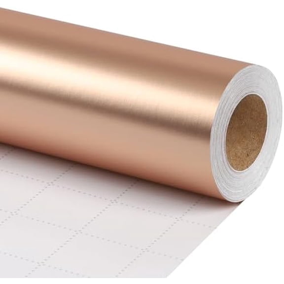 Rose Gold Wrapping Paper, Solid Color Matte Metal Gift Paper Roll - 17 Inch x 33 Feet Gift Wrapping Paper for Valentine's Day, Wedding, Birthday, Christmas