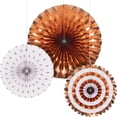 thumbnail image 1 of Rose Gold and White Paper Foil Fans Party Decoration, 3 Count by Way to Celebrate, 1 of 7