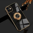 thumbnail image 1 of for Rose Gold iPhone 11 Case for Women Girls Kickstand Ring Holder 360 TPU Rotation Rings Cases with Stand Glitter Plating Edge Work with Magnetic Mount Slim Luxury Case Girly Cover Case Black, 1 of 9