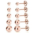 thumbnail image 1 of Kezef Rose Gold over 925 Silver High Polish Smooth Round Ball Stud Earring 5-Size Set - 2mm, 3mm, 4mm, 5mm, 6mm, 1 of 7