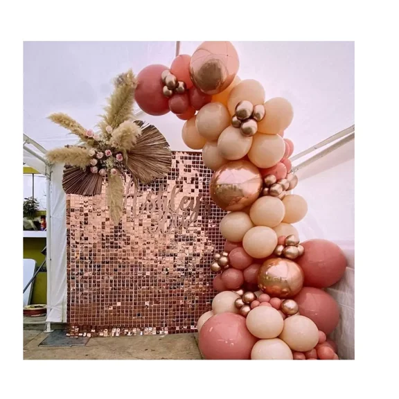 Rose Golden Balloons Garland Arch Kit,Rose Golden Pink And Rose Gold 4D Latex Ba
