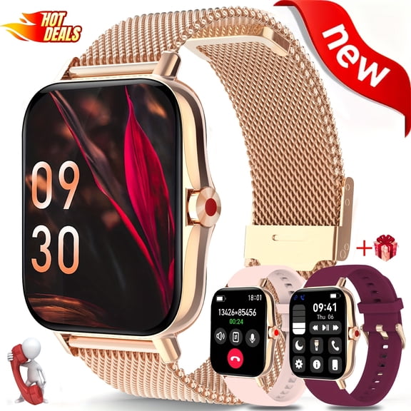 Rose Golden Mesh Band Smart Watch - 1.69'' Full Touch Screen, Wireless 5.0 Call, Fitness Tracking, for iPhone & Android, Ideal Gift