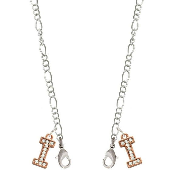 Rose Goldtone Crystal Initial - I - Silvertone Face Mask Necklace