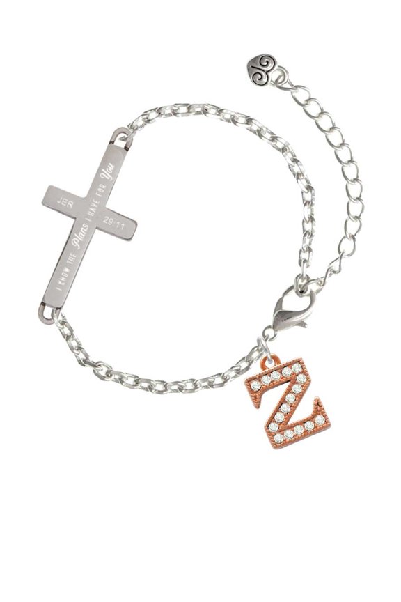Rose Goldtone Crystal Initial - Z - Plans I Have for You - Cross Bracelet