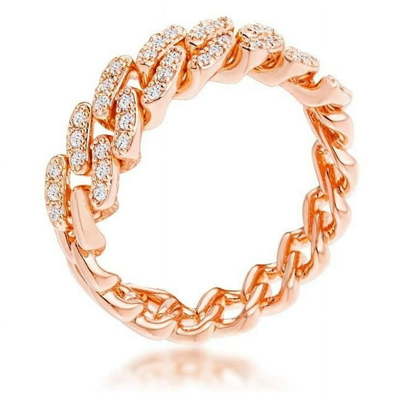 Rose Goldtone Cubic Zirconia Flexible Chain Ring