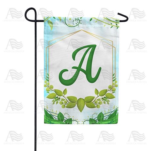 Rose Greenery Monogram Delicate Shabby Chic Initial Outdoor Welcome Accent, 12x18 POLE NOT INCLUDED