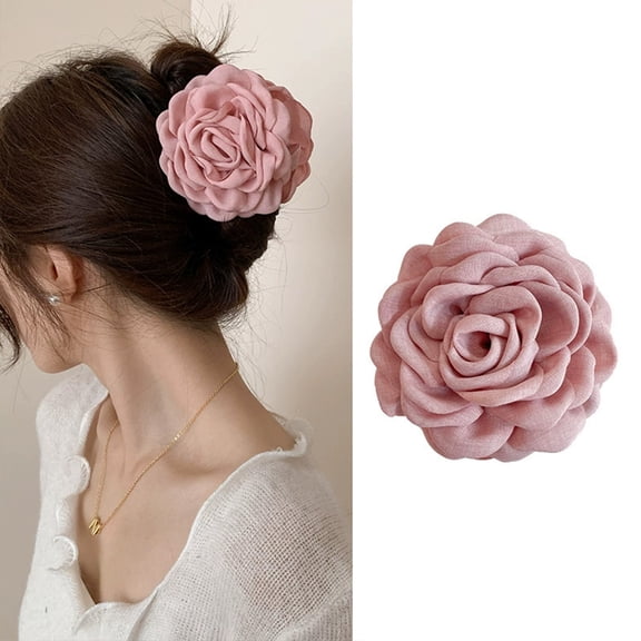 Rose Hair Clip, Large Fabric Rose Hairpins, Floral Brooch Pins for Women & Girls, Bridal Wedding Hair Accessories, Flamenco Dancer Party Favors