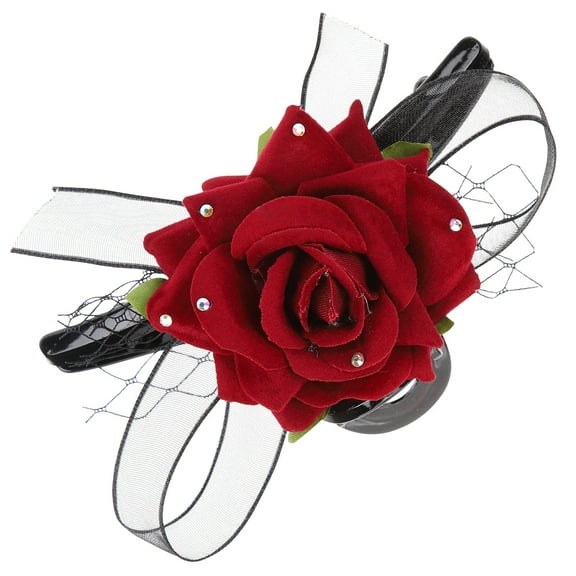 Rose Hair Clip Pin Clips Gold Accessories Flower for Women Claw Miss Clamp Short Lace