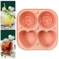thumbnail image 1 of Rose & Heart Large Ice Cube Tray Non Stick Food Grade Silicone Ice Ball Maker Whiskey Ice For Cocktails Whiskey Built In Funnel/ Rose Heart Shape Combination Ice Tray Pink, 1 of 9