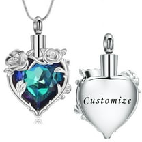 Rose Heart Necklace Cremation Jewelry for Ashes Urn Necklace Lockets for Human Ashes Pet Ashes Holder Memorial Jewelry