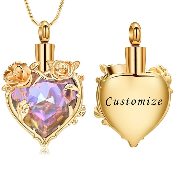 Rose Heart Necklace Cremation Jewelry for Ashes Urn Necklace Lockets for Human Ashes Pet Ashes Holder Memorial Jewelry