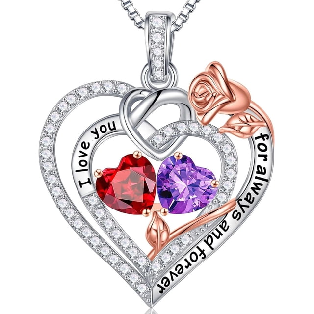 To My Wife Heart Pendant Necklace - Silver Plated With Zircon - Anniversary Gift