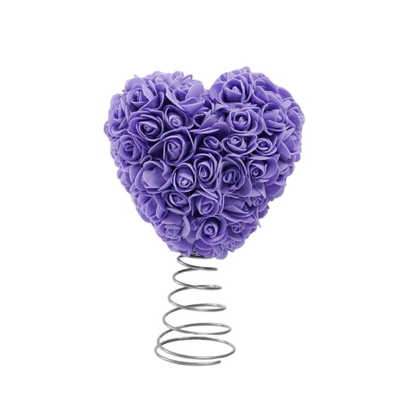 Rose Heart-Shaped Tree Top Decoration Valentine's Day Heart-Shaped Ornament with Spring Base Artificial Roses for Home Wedding and Party Decorations