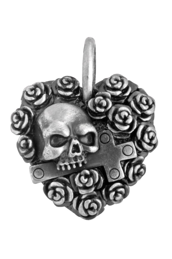 Rose Heart Skull Pendant Cross Skeleton Jewelry Accessory Necklace Art