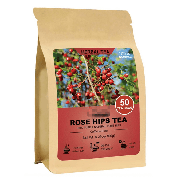 Rose Hip Tea Bags - 50 Count | Vitamin C Boost & Immune Support