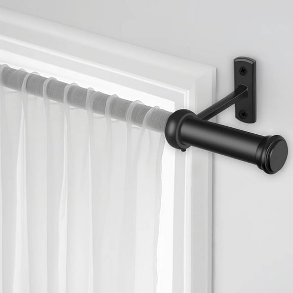 Rose Home Fashion 1 Inch Black Adjustable Curtain Rods Windows Outdoor for Patio Wall & Ceiling Mount, 48" - 86"
