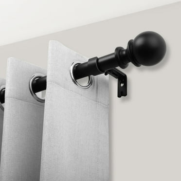 1" Adjustable Curtain Rod, 32"-120" Heavy Duty Black Curtain Rod with Classic Ball Finials,Ceiling Mounted Indoor/Outdoor Curtain Rods