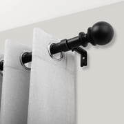 1" Adjustable Curtain Rod,32"-48" Heavy Duty Black Curtain Rod with Classic Ball Finials,Ceiling Mounted Indoor/Outdoor Curtain Rods