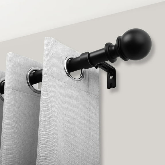 1" Adjustable Curtain Rod, 32"-86" Heavy Duty Black Curtain Rod with Classic Ball Finials,Ceiling Mounted Indoor/Outdoor Curtain Rods
