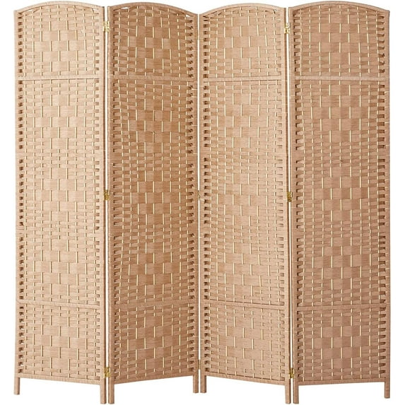 Rose Home Fashion Room Divider, 6 ft Tall Room Dividers and Folding Privacy Screens, 16in Privacy Screen 4 Panel Natural Space Temporary Wall Foldable Partition Separation