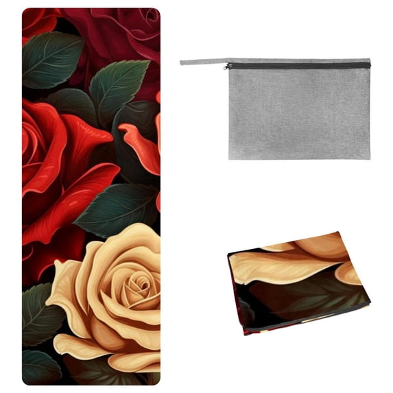 Rose Hot Yoga Towel with Storage Bag, 72.8"x26.8", Suitable for Yoga, Pilates, Fitness, Gym Towels