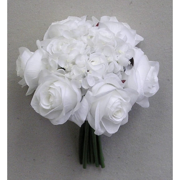 Rose Hydrangea Silk Flower Bouquet White