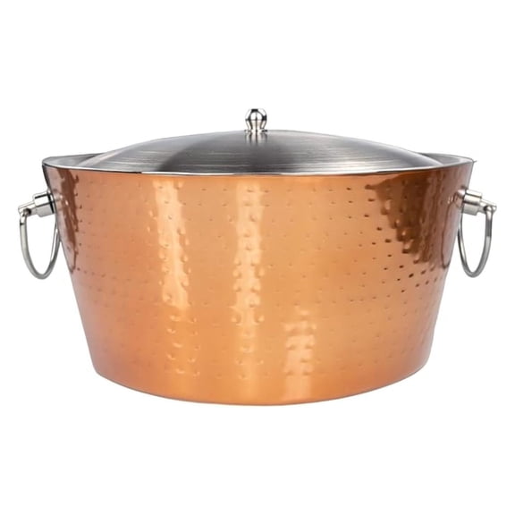 Rose Ice Bucket with Lid for Parties - 15-QT Stainless Steel Anchored Double-Walled Sweat-Free Beverage Tubs for Parties - 3 Gallon