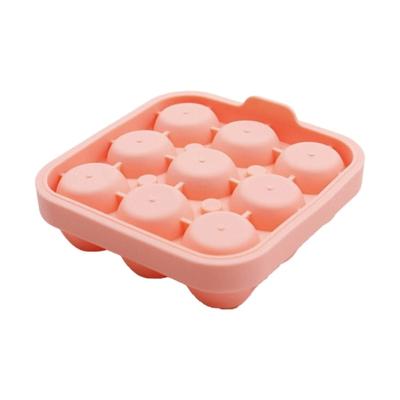 Rose Ice Cube Trays With Covers, 9 Cavity Silicone Rose Ice Ball Maker, Easy Release Large Ice Cube Form for Chilled Cocktails, , Bourbon & Homemade Juice,Pink - 12.4X12.4X4.5CM