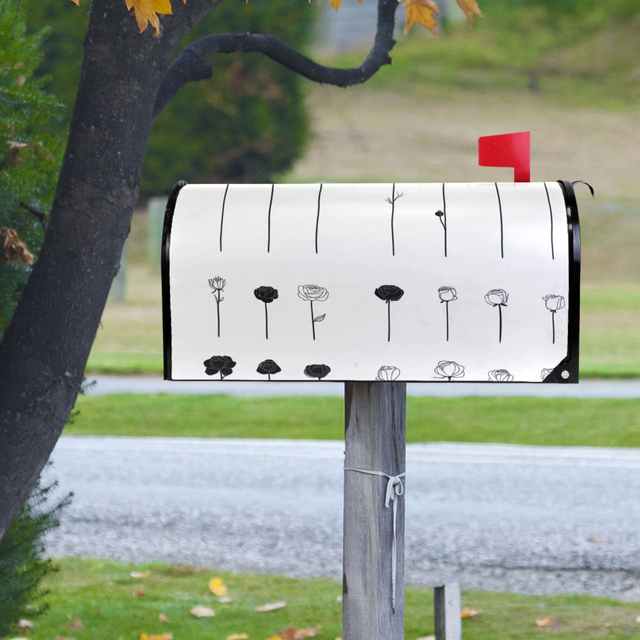 Pvc Mailbox Design Rose Illustrations Magnetic PVC Mailbox Cover, 20.7