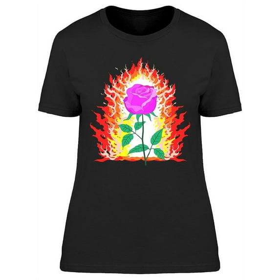 Rose In Flames T-Shirt Women -Image by Shutterstock, Female Large