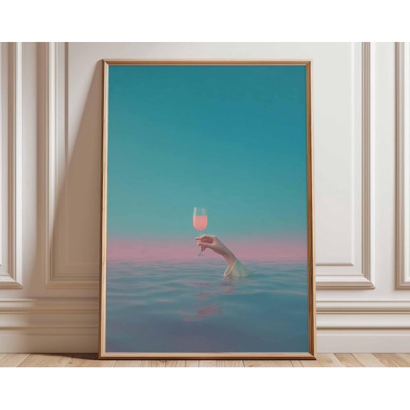 Rose In The Ocean Wall Art Print, Unframed Paper Poster 11x14in