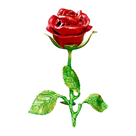 Rose Incense Burner,  Aluminum Alloy Rose Shaped Holder, Hollow Smoke Fireproof Incense Stand, Retro Art Decor for Bedroom Office, Ideal for Meditation and Relaxation