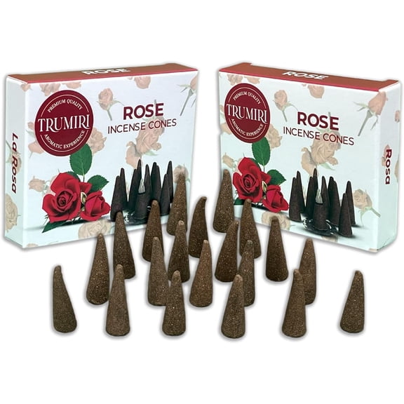 Rose Incense Cones - Total 20 Cone Incense - Dual Pack of 10 Insence Cones - Incense Cones Scented - Cone Incense Scents - Insense Cones - Incent Cone